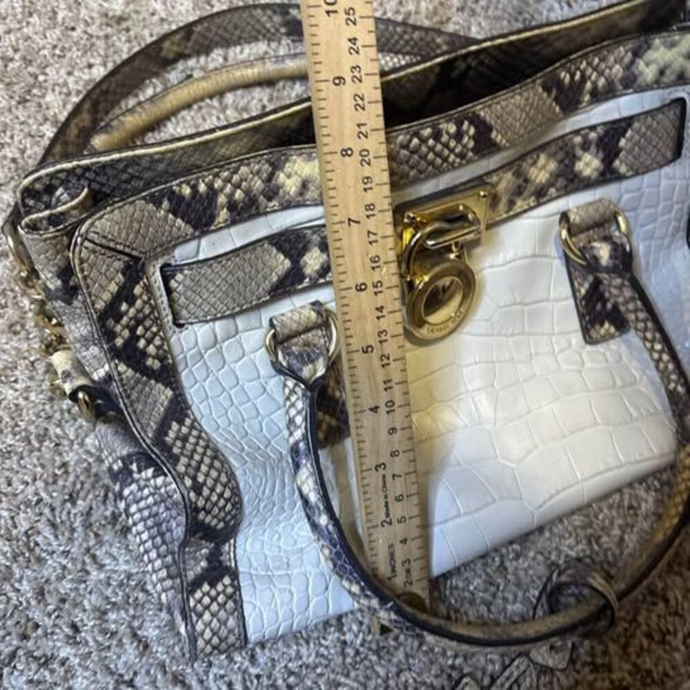 Michael Kors Hamilton Croc Embossed Python Leather Satchel Purse - Picture 5 of 10